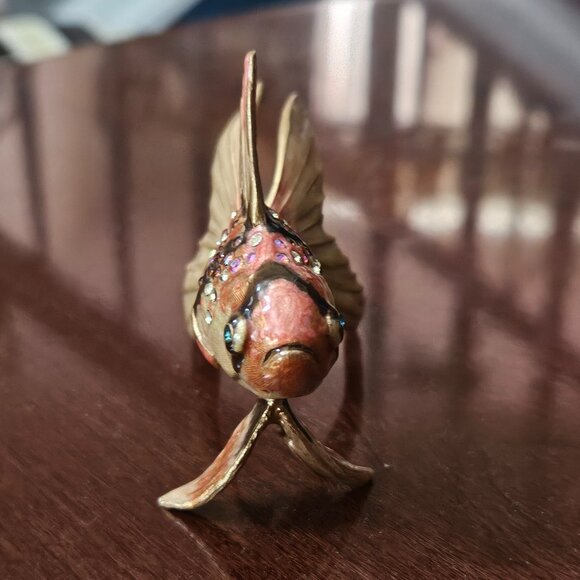 RARE JAY STRONGWATER GEOFFREY TROPICAL FISH GROTTO OCEAN CRYSTAL ENAMEL FIGURINE - Picture 4 of 12